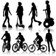 Set silhouette of a cyclist