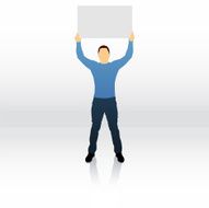 Male silhouette holding blank sign