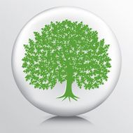 Round Environment Icon With Oak Tree Silhouette