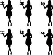 Beautiful sexy waitress silhouette
