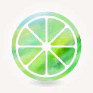 Green watercolor lime icon
