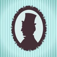 Man in top hat silhouette portrait against striped background