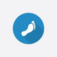 footprint Flat Blue Simple Icon with long shadow