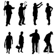 Vector silhouette of old people N49