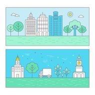 Vector banner in trendy flat linear style