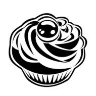 Black silhouette of cupcake Vector illustration