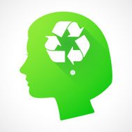 Female head silhouette icon with a recycle sign