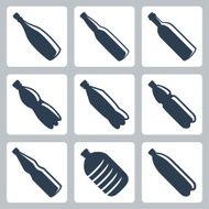 Vector isolated plastic and glass bottles icons set
