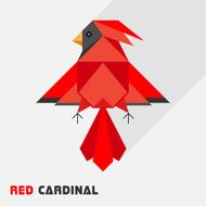 Red Cardinal Bird Triangle Low Polygon Style