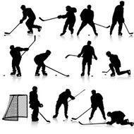Set of silhouettes hockey player N2
