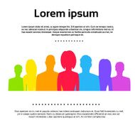 People Group Colorful Silhouettes Icons Vector