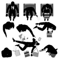 Overhead view of businessmen