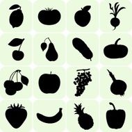 Fruits and vegetables silhouettes