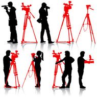 Cameraman with video camera Silhouettes o