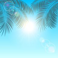 Palms on blue background