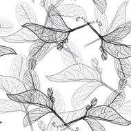Leaves contours on a white background floral seamless pattern hand-drawn