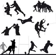 Rugby silhouette montage