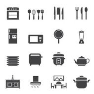 Kitchen room icon set