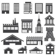 Building Icons Set Vector