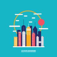 Cityscape background City building silhouettes Flat design