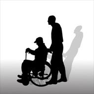 Vector silhouettes of people in a wheelchair N36