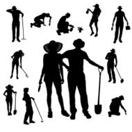 Vector silhouette of a gardener N8