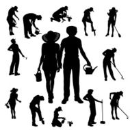Vector silhouette of a gardener N9