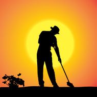 Vector silhouette of a gardener N10