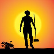 Vector silhouette of a gardener N11