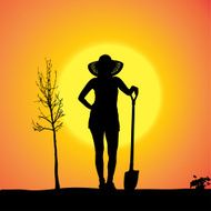 Vector silhouette of a gardener N12