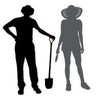 Vector silhouette of a gardener N14