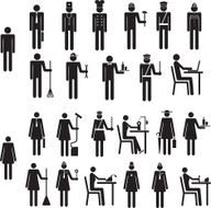Set of icons figure people job occupation