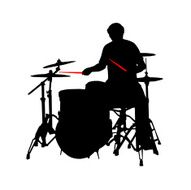 Drummer Sihouette with Red Sticks (vector illustration)