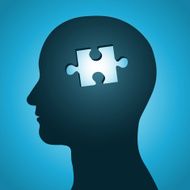 man head silhouette with missing jigsaw puzzle piece