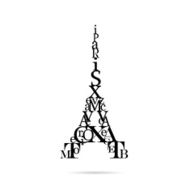 Typography Eiffel Tower vector illustration