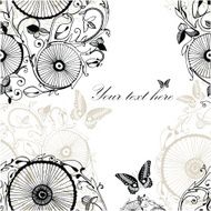 Decorative card design with black flower ornament isolated on white N2