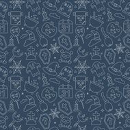 Halloween line icon pattern set