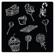 vector illustration silhouettes of different sweets