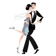Dancing couple Art deco Retro tango N2