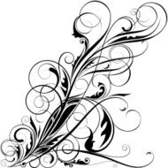 Black floral swirl design
