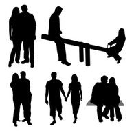 Set of couples silhouettes