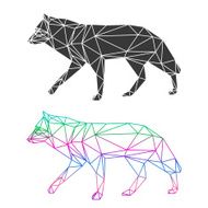 Abstract geometric wolf set isolated on white background