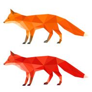 Abstract polygonal geometric triangle fox set isolated on white background