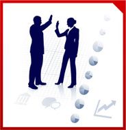 business team silhouettes on corporate background