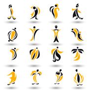 Set of different yellow abstract flat elements