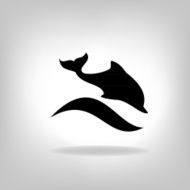 Emblem of a dolphin over the sea N2