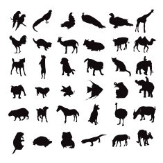 silhouette set of animals