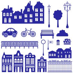 town silhouettes set