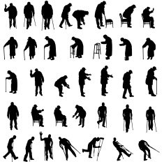 Vector silhouette of old people N44