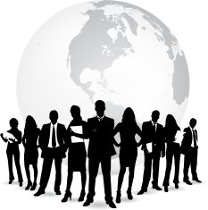 Business people a front of Earth N2